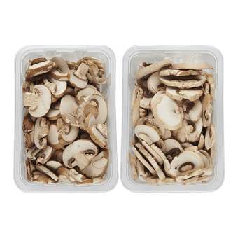 Gesneden witte of kastanje champignons